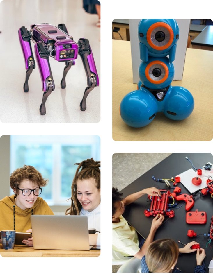 Students working with robotics and STEM technology